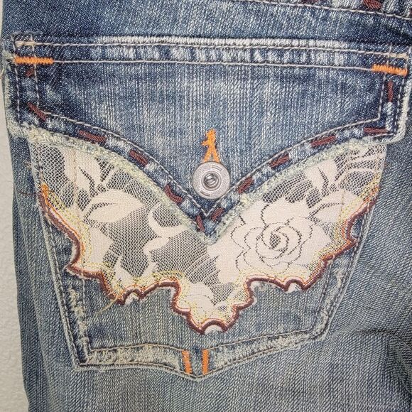 Miss Me Vintage 90s Y2k NWT Lace Pocket Low Rise Boot Cut Denim Jeans Size 27 - Picture 8 of 10
